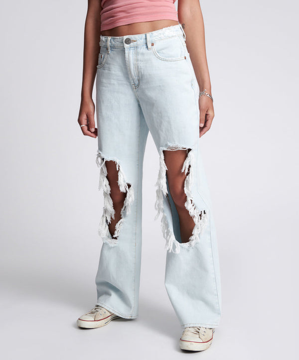 One Teaspoon Jackson Mid Waist Wide Leg Denim Jeans - Le Surf