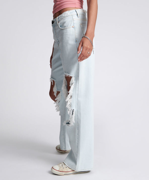 One Teaspoon Jackson Mid Waist Wide Leg Denim Jeans - Le Surf