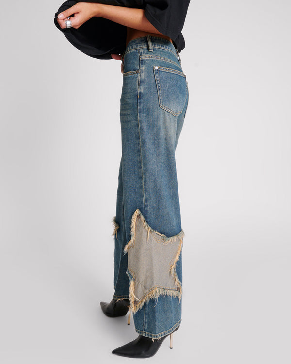 One Teaspoon Jackson Mid Waist Wide Leg Denim Jeans - Memphis Star