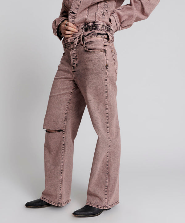 One Teaspoon Jackson Mid Waist Wide Leg Denim Jeans - Night Haze