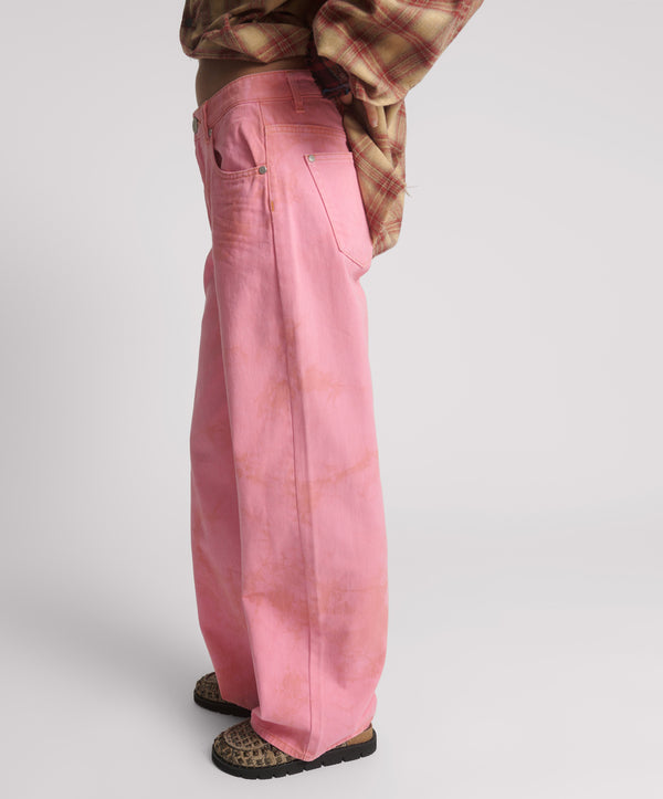 One Teaspoon Jackson Mid Waist Wide Leg Denim Jeans - Pink Kiss