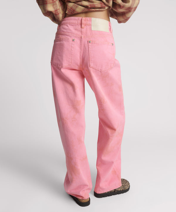 One Teaspoon Jackson Mid Waist Wide Leg Denim Jeans - Pink Kiss