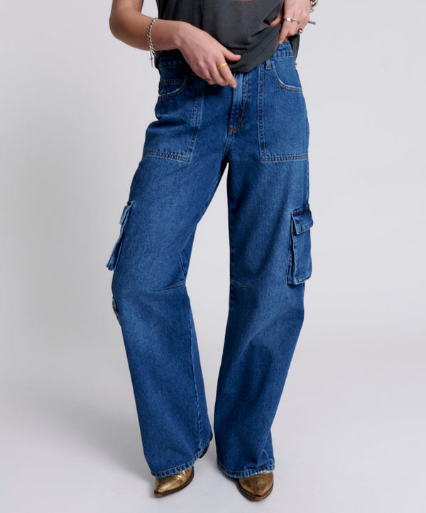 One Teaspoon Jackson Mid Waist Wide Leg Denim Jeans - Rosewood