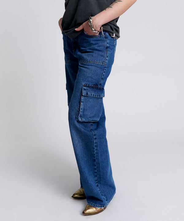 One Teaspoon Jackson Mid Waist Wide Leg Denim Jeans - Rosewood