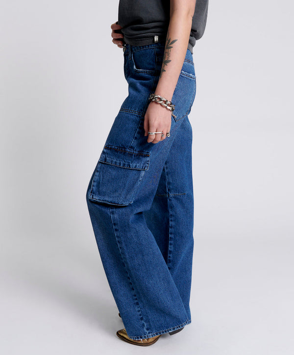One Teaspoon Jackson Mid Waist Wide Leg Denim Jeans - Rosewood