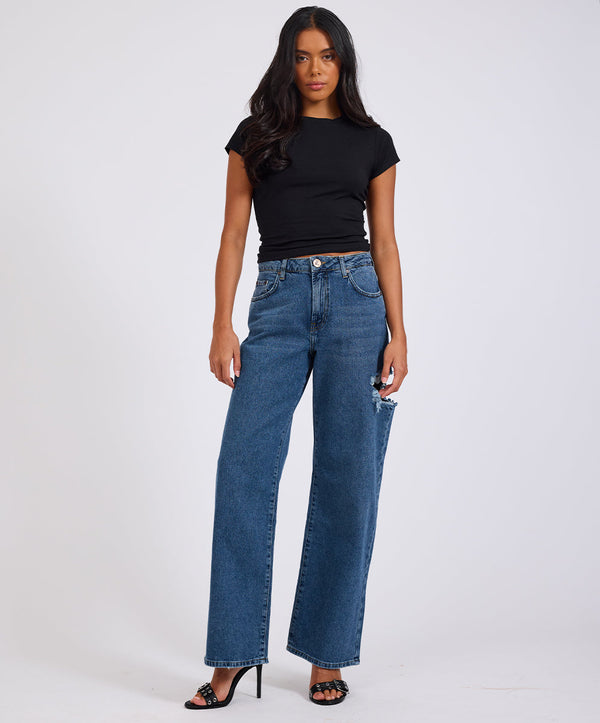 one teaspoon Jackson Mid Waist Wide Leg Denim Jeans - Rosewood