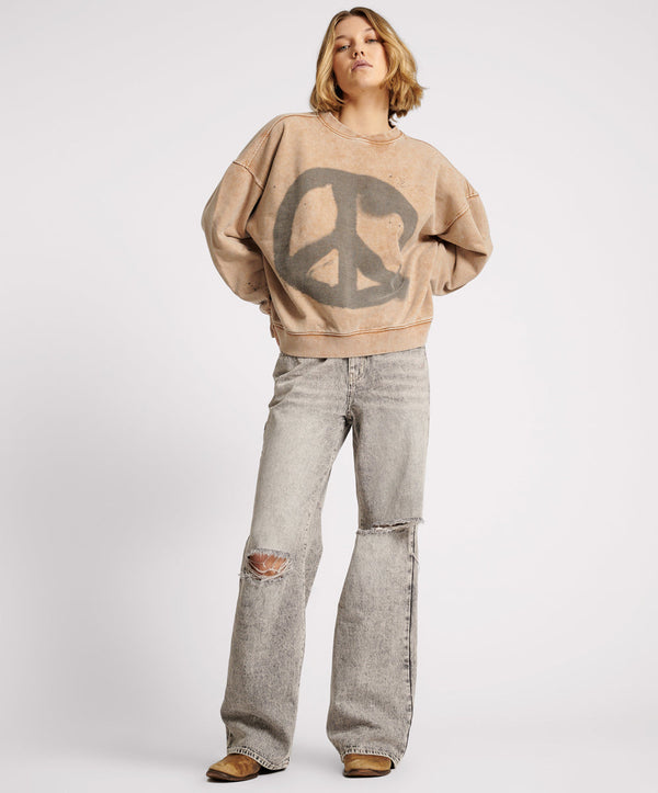 one teaspoon Jackson Mid Waist Wide Leg Denim Jeans - Smoke