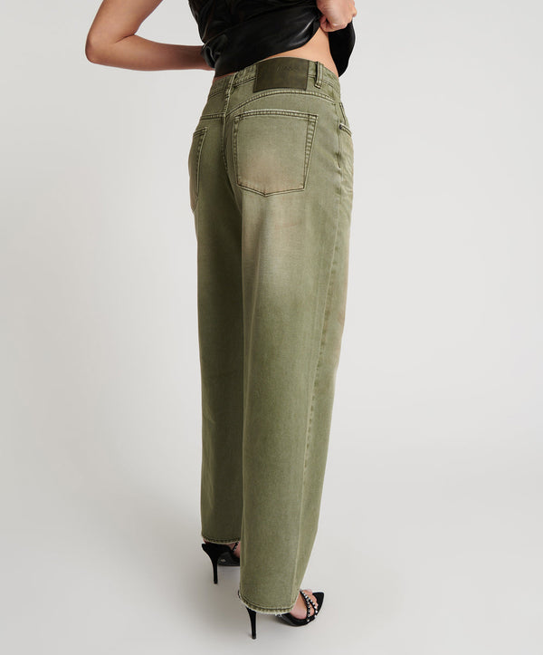 One Teaspoon Jackson Mid Waist Wide Leg Denim Jeans - St Khaki
