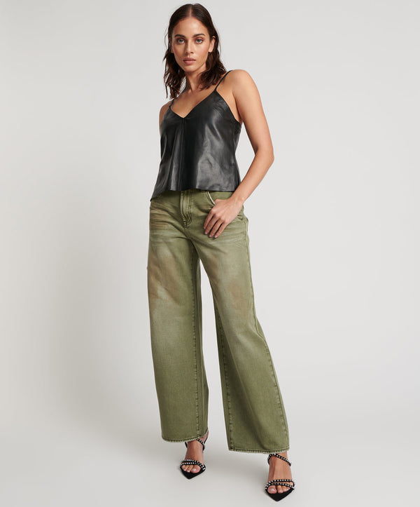 one teaspoon Jackson Mid Waist Wide Leg Denim Jeans - St Khaki