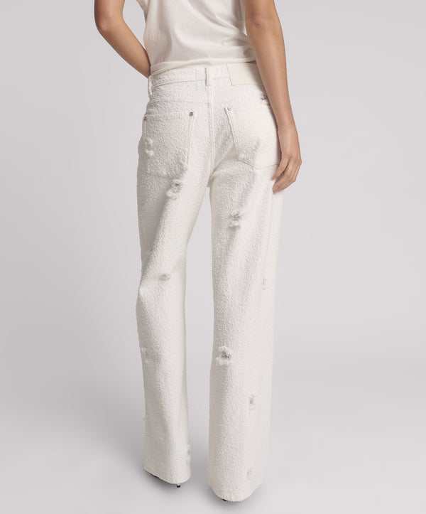One Teaspoon Jackson Mid Waist Wide Leg Denim Jeans - Textured White
