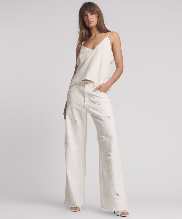 one teaspoon Jackson Mid Waist Wide Leg Denim Jeans - Textured White