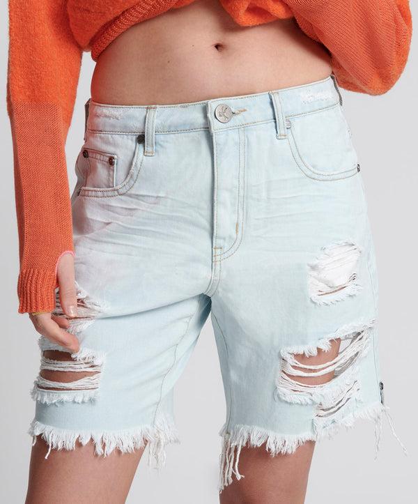 One Teaspoon Jacksons Mid Waist Wide Leg Denim Shorts - Le Surf