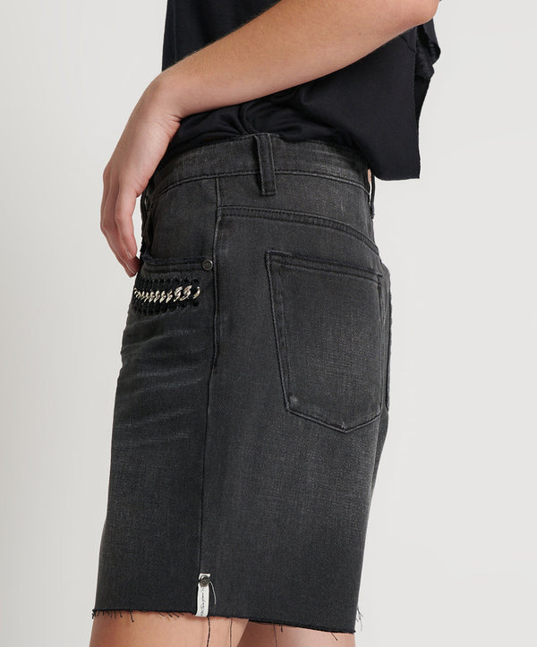 One Teaspoon Jacksons Mid Waist Wide Leg Denim Shorts - Storm Grey