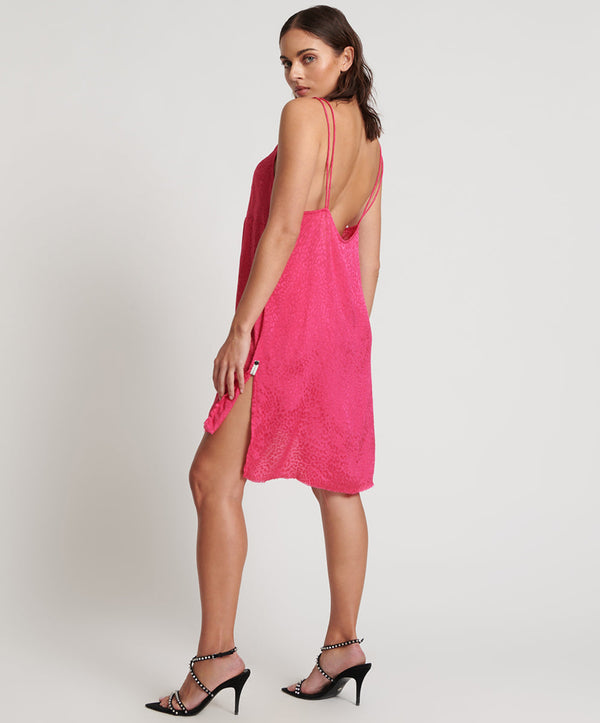 One Teaspoon Jacquard Slip Mini Dress - Shocking Pink
