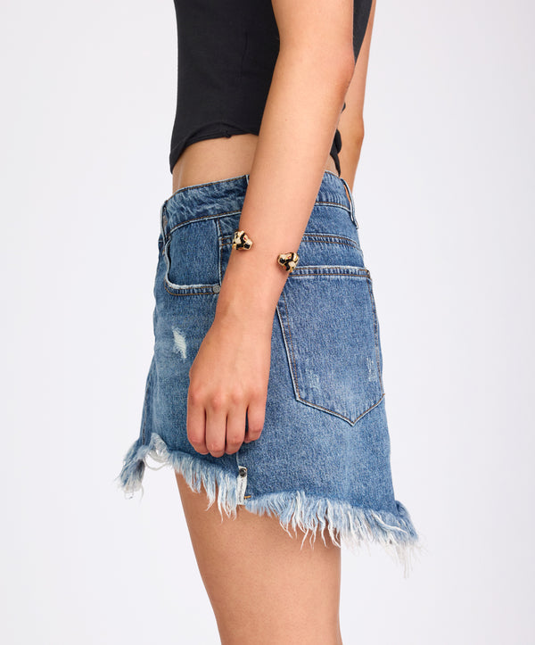 One Teaspoon Junkyard Low Waist Denim Mini Skirt - Westland Blue