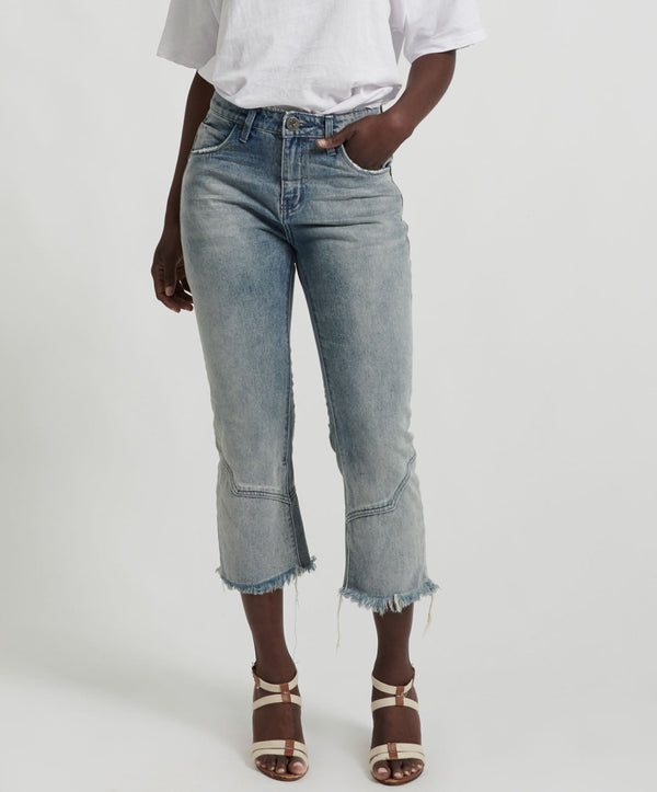 One Teaspoon Kicks Low Waist Kick Flared Denim Jeans - Blue Storm
