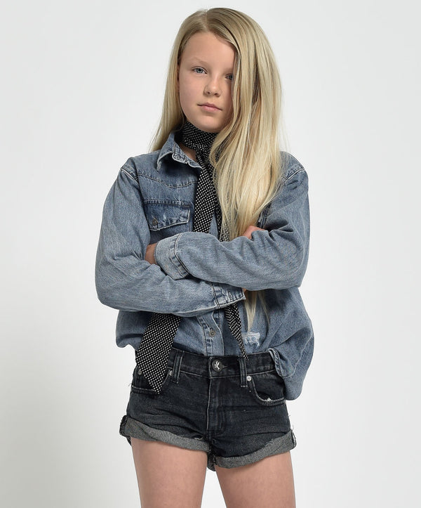 One Teaspoon Kids Bandits Low Waist Denim Shorts - Fox Black