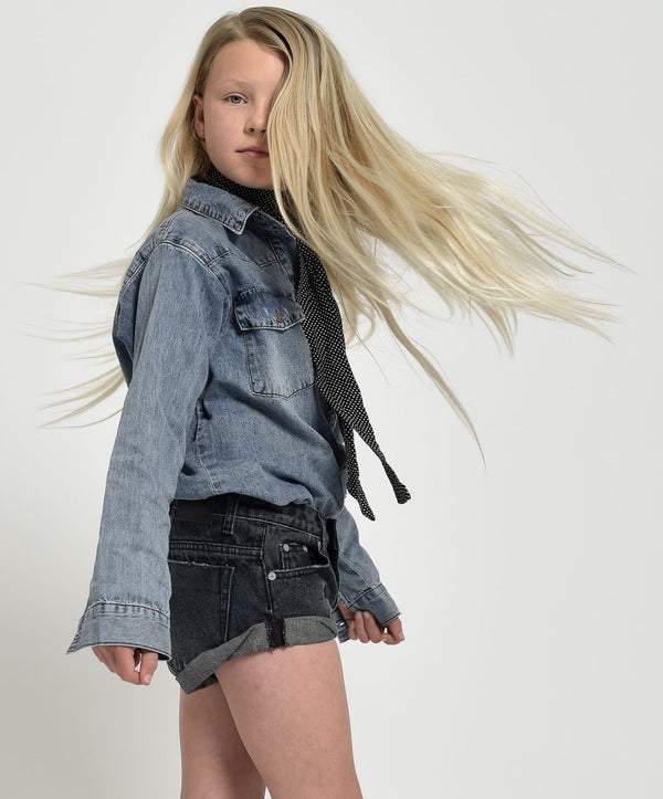 One Teaspoon Kids Bandits Low Waist Denim Shorts - Fox Black