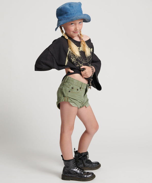 One Teaspoon Kids Bandits Low Waist Denim Shorts - Super Khaki