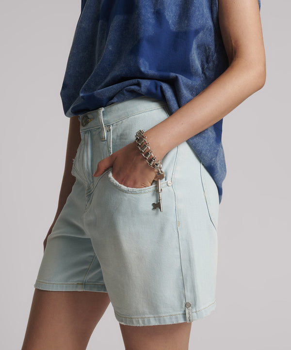 One Teaspoon Kinks Mid Waist Long Length Denim Shorts - Le Surf