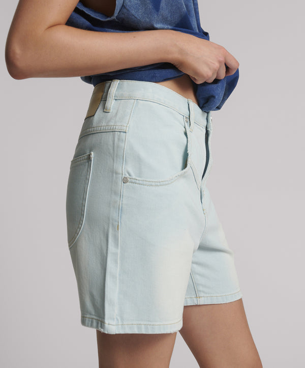 One Teaspoon Kinks Mid Waist Long Length Denim Shorts - Le Surf
