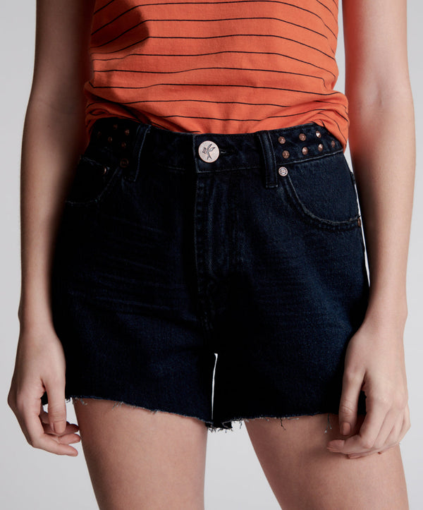 One Teaspoon Legends High Waist Mom Fit Denim Shorts - Fox Black
