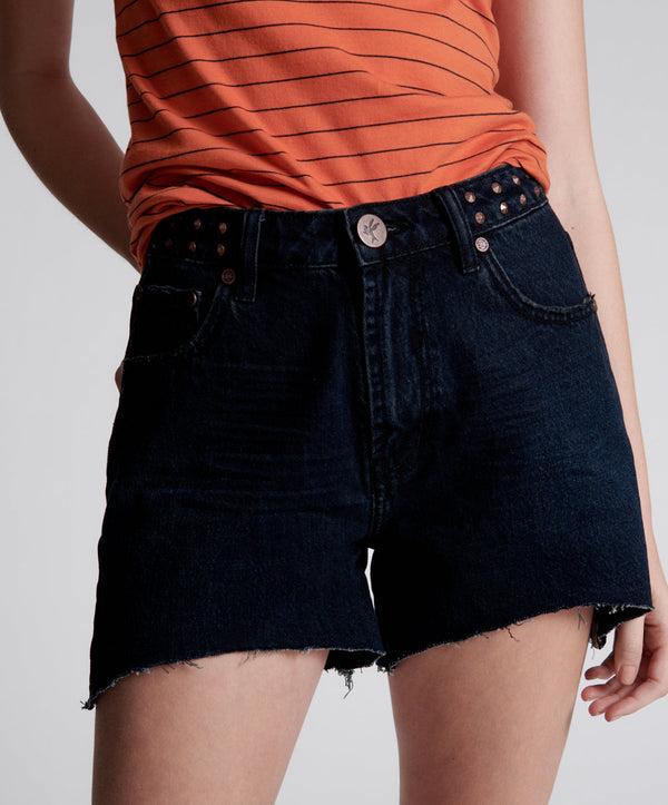 One Teaspoon Legends High Waist Mom Fit Denim Shorts - Fox Black