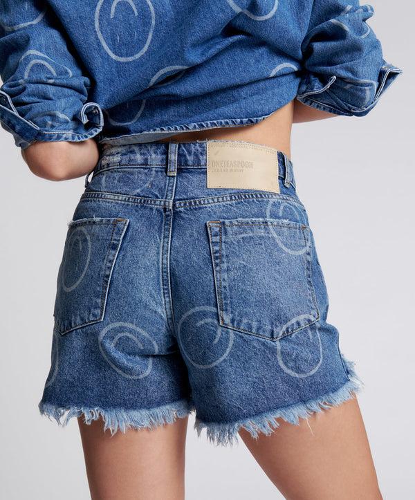 One Teaspoon Legends High Waist Mom Fit Denim Shorts - Rosewood