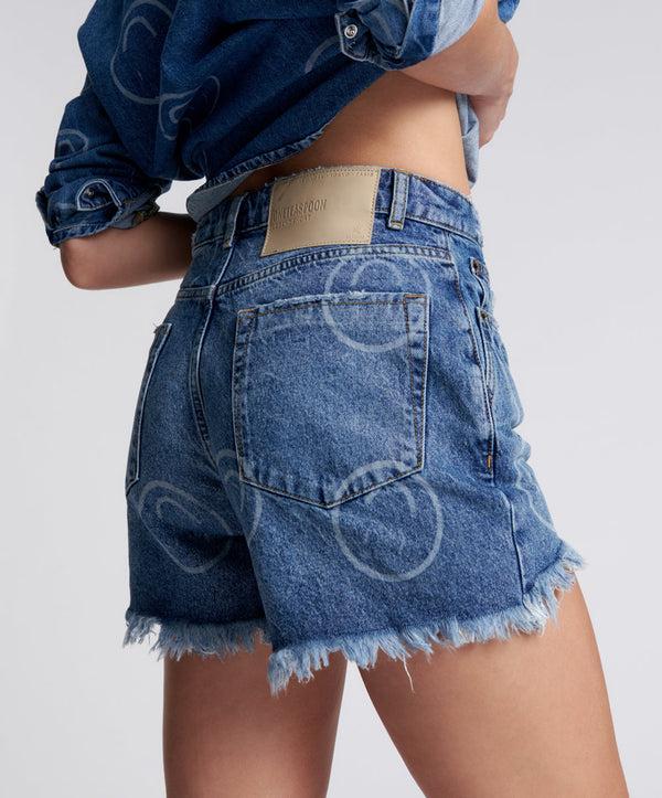 One Teaspoon Legends High Waist Mom Fit Denim Shorts - Rosewood