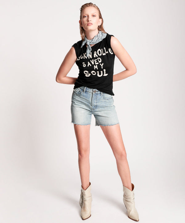 One Teaspoon Legends High Waist Mom Fit Denim Shorts - Salty Dog