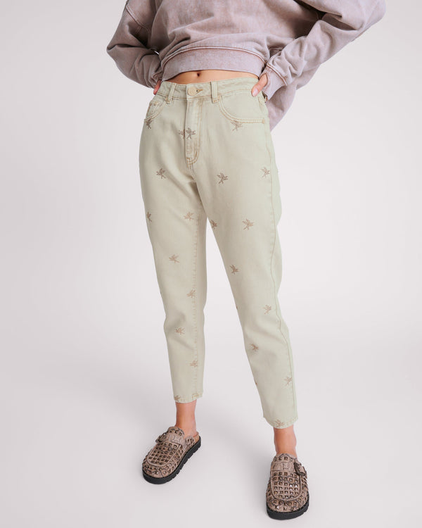 One Teaspoon Legends High Waist Straight Leg Denim Jeans - Antique Khaki