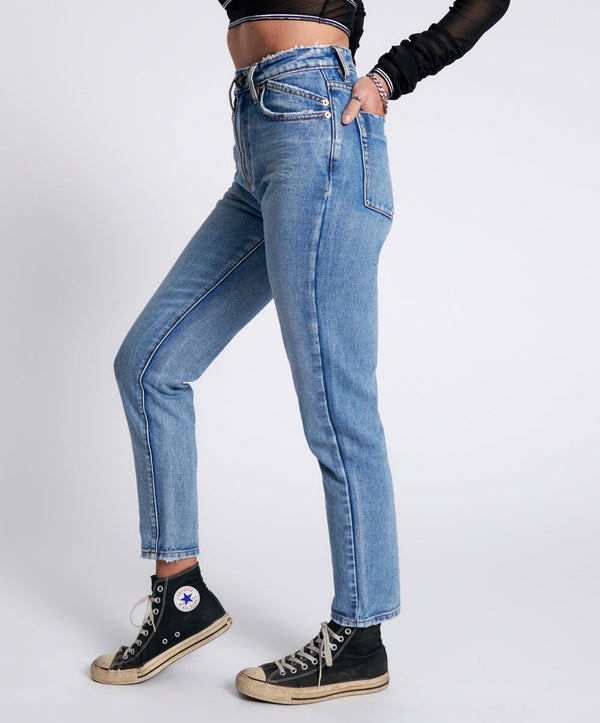 One Teaspoon Legends High Waist Straight Leg Denim Jeans - Berlin Blue