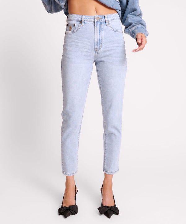 One Teaspoon Legends High Waist Straight Leg Denim Jeans - Blue Latte