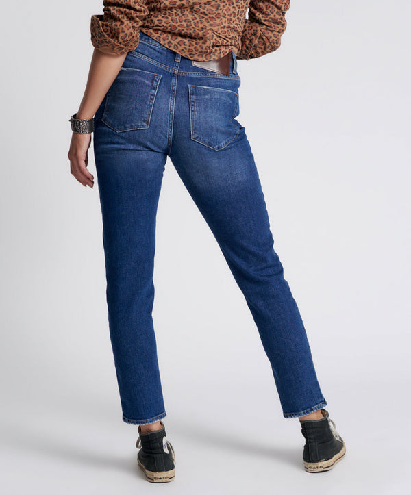 One Teaspoon Legends High Waist Straight Leg Denim Jeans - Power Blue