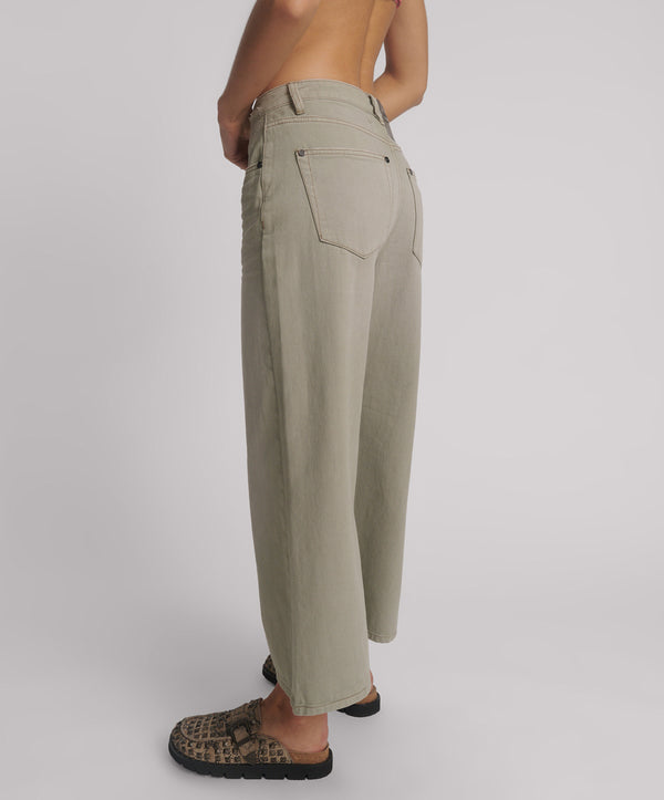 One Teaspoon Love Machines Mid Waist Super Wide Leg Cropped Denim Jeans - Faded Khaki