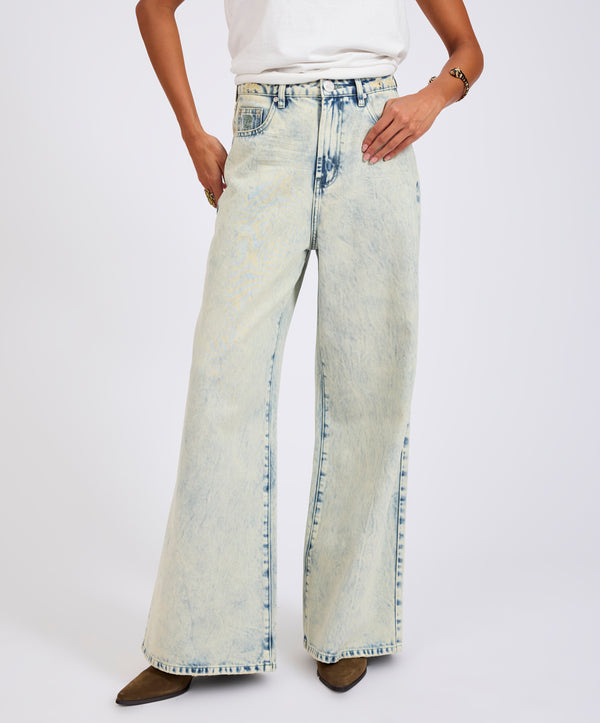 One Teaspoon Love Machines Mid Waist Super Wide Leg Denim Jeans - Ambrosia Blue