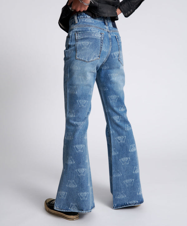 One Teaspoon Marines Mid Waist Flared Denim Jeans - Medusa