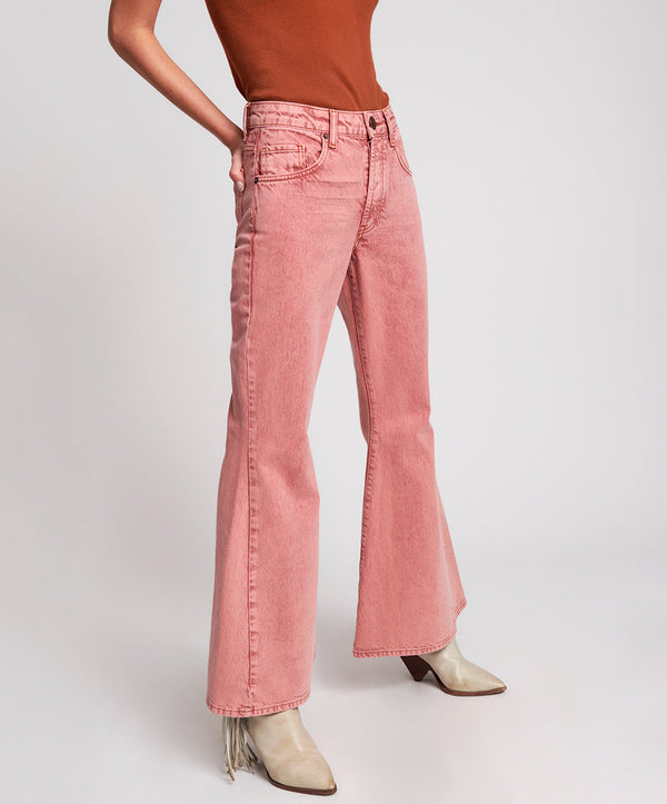 One Teaspoon Marines Mid Waist Flared Denim Jeans - Vintage Red