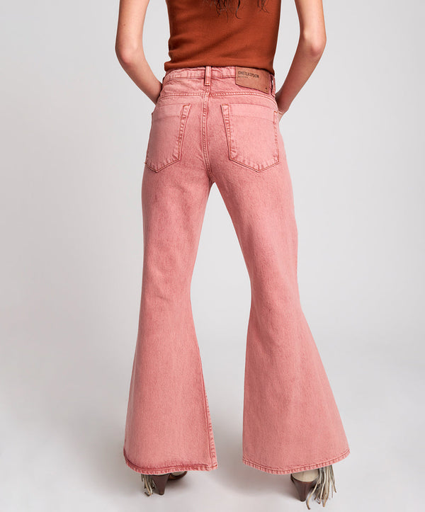 One Teaspoon Marines Mid Waist Flared Denim Jeans - Vintage Red