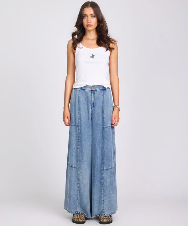 One Teaspoon Marissa Tencel Palazzo Pants - Denim Blue