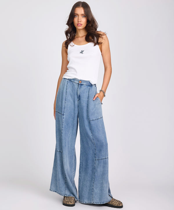 one teaspoon Marissa Tencel Palazzo Pants - Denim Blue