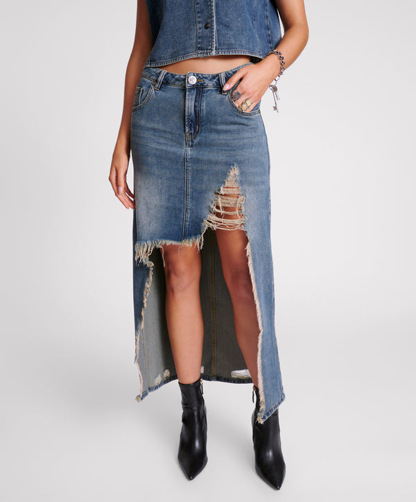 One Teaspoon Memphis High Waist Shredded Maxi Skirt - Memphis