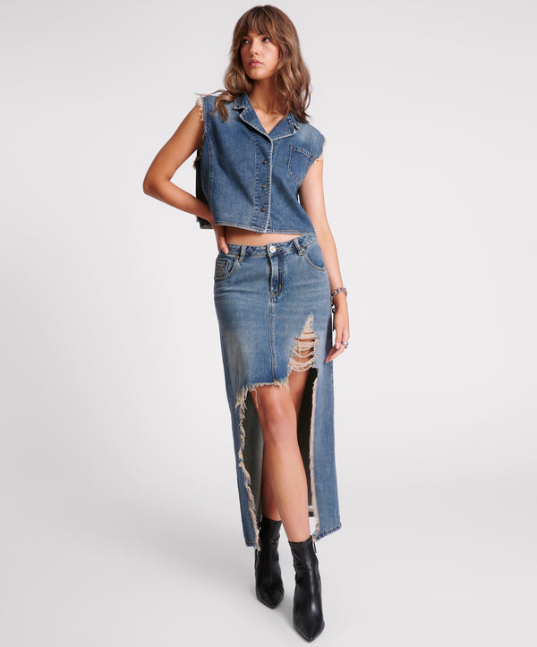 one teaspoon Memphis High Waist Shredded Maxi Skirt - Memphis