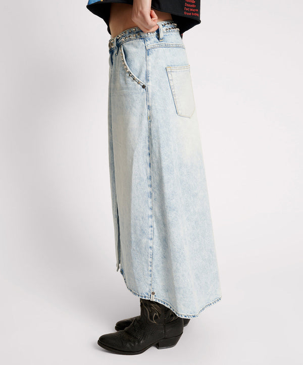 One Teaspoon Mrs Carter Low Waist Long Denim Skirt - Depeche Blue