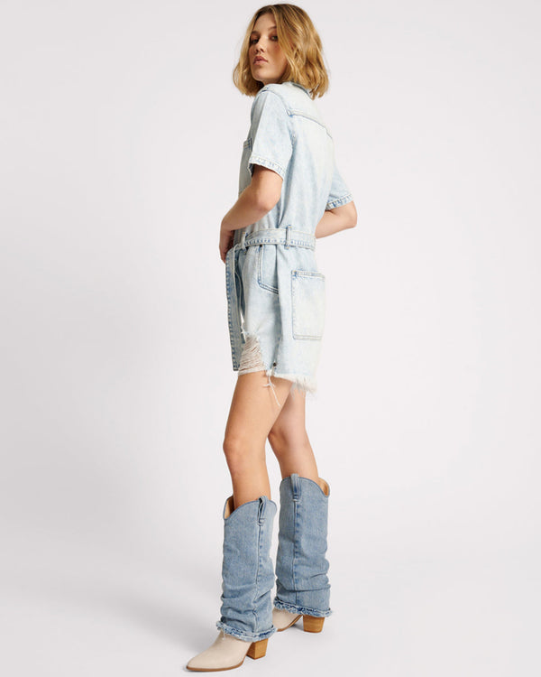 One Teaspoon Night Movers Denim Jumpsuit - Depeche Blue