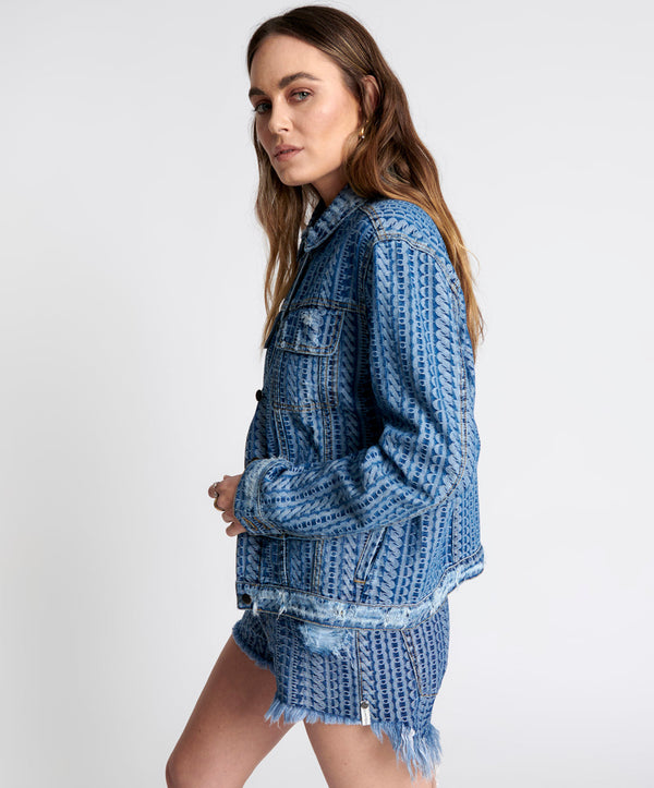 One Teaspoon On Repeat Denim Trucker Jacket - Dark Blue