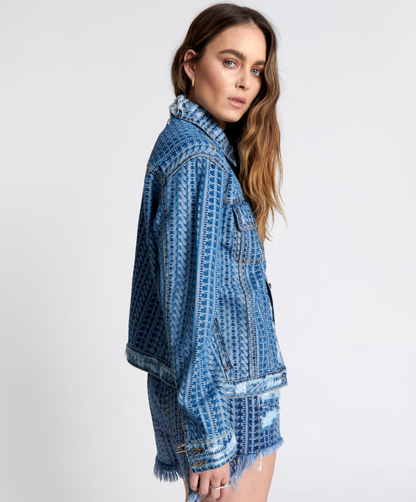 One Teaspoon On Repeat Denim Trucker Jacket - Dark Blue
