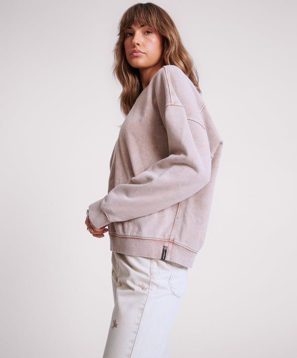 One Teaspoon Bower Bird Retro Crew Sweater - Sand