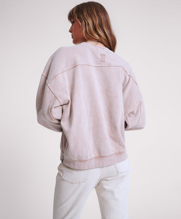 One Teaspoon Bower Bird Retro Crew Sweater - Sand