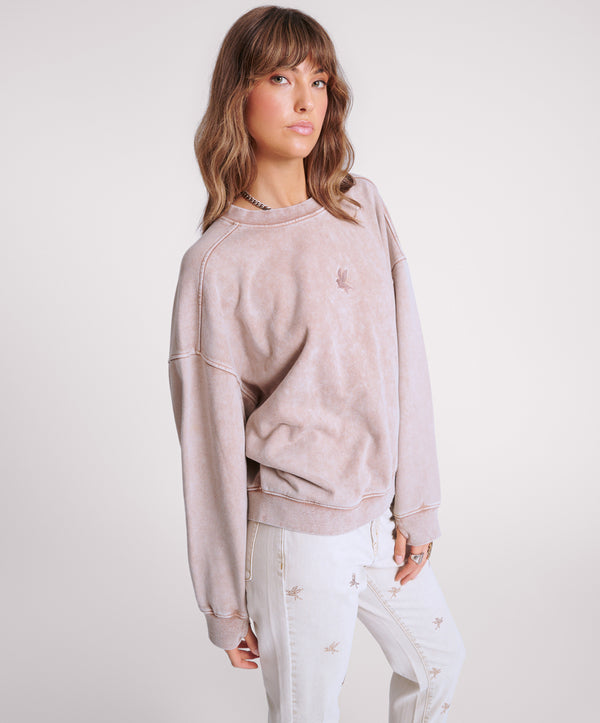 One Teaspoon Bower Bird Retro Crew Sweater - Sand